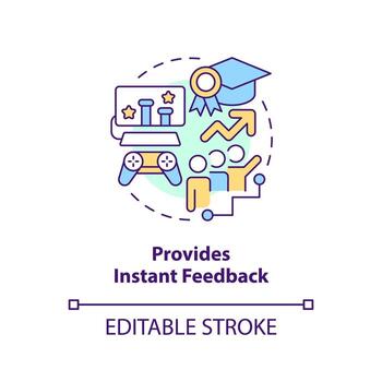 Provide instant feedback concept icon. Gamification benefits in e learning abstract idea thin line illustration. Isolated outline drawing. Editable stroke vector