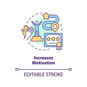 Increase motivation concept icon. Gamification benefits in e learning abstract idea thin line illustration. Isolated outline drawing. Editable stroke vector