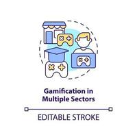 Gamification in multiple sectors concept icon. Motivational design trend abstract idea thin line illustration. Isolated outline drawing. Editable stroke vector