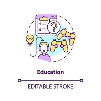 Education concept icon. User learning. Game mechanics in gamification abstract idea thin line illustration. Isolated outline drawing. Editable stroke vector