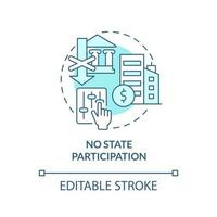 No state participation turquoise concept icon. Control free. Private sector feature abstract idea thin line illustration. Isolated outline drawing. Editable stroke vector