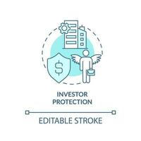 Investor protection turquoise concept icon. Private sector regulations abstract idea thin line illustration. Isolated outline drawing. Editable stroke vector