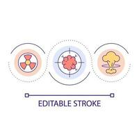 Radiation sickness loop concept icon. Dangerous impact on health. Nuclear accident affect on health abstract idea thin line illustration. Isolated outline drawing. Editable stroke vector