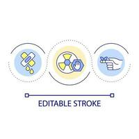 Open wounds danger at nuclear accident. Avoid radioactive dust. Healthcare loop concept icon. Abstract idea thin line illustration. Isolated outline drawing. Editable stroke vector