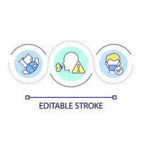 Respiratory organs protection loop concept icon. Wear medical mask. Infectious disease prevention abstract idea thin line illustration. Isolated outline drawing. Editable stroke vector