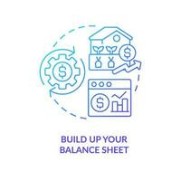 Build up your balance sheet blue gradient concept icon. Profitable farm business. Improve farming income abstract idea thin line illustration. Isolated outline drawing vector