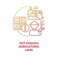 Not enough agricultural lands red gradient concept icon. Arable areas shortage. Lack of farmlands. Farming abstract idea thin line illustration. Isolated outline drawing vector