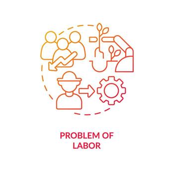 Issues of labor red gradient concept icon. Farming mechanization. Reduce workforce. Agribusiness automation abstract idea thin line illustration. Isolated outline drawing vector
