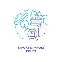 Agro export and import issues blue gradient concept icon. International trade problem. Food delivery issues abstract idea thin line illustration. Isolated outline drawing vector