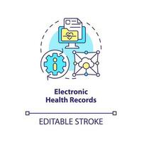 Electronic health records concept icon. Patient chart. Healthcare industry trend abstract idea thin line illustration. Isolated outline drawing. Editable stroke vector