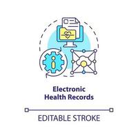 Electronic health records concept icon. Patient chart. Healthcare industry trend abstract idea thin line illustration. Isolated outline drawing. Editable stroke vector