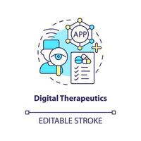 Digital therapeutics concept icon. Healthcare industry trend. Mobile health app abstract idea thin line illustration. Isolated outline drawing. Editable stroke vector