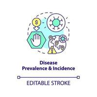 Changes in disease prevalence and incidence concept icon. Costly healthcare reason abstract idea thin line illustration. Isolated outline drawing. Editable stroke vector