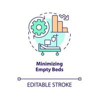 Minimizing empty beds concept icon. Competitive advantage in healthcare abstract idea thin line illustration. Isolated outline drawing. Editable stroke vector