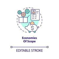 Economies of scope concept icon. Competitive advantage in healthcare. Cost saving abstract idea thin line illustration. Isolated outline drawing. Editable stroke vector