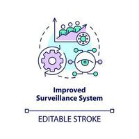 Improved surveillance system concept icon. Healthcare in post pandemic era. Data abstract idea thin line illustration. Isolated outline drawing. Editable stroke vector