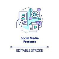Social media presence concept icon. Medical industry. Digital marketing in medicine abstract idea thin line illustration. Isolated outline drawing. Editable stroke vector