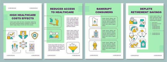 Expensive medical cost effects blue brochure template. Healthcare industry. Leaflet design with linear icons. Editable 4 vector layouts for presentation, annual reports