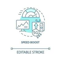 Improve connection speed turquoise concept icon. Involve IoT technologies abstract idea thin line illustration. Isolated outline drawing. Editable stroke vector