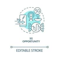 Fifth generation opportunity turquoise concept icon. Wireless network connection abstract idea thin line illustration. Isolated outline drawing. Editable stroke vector