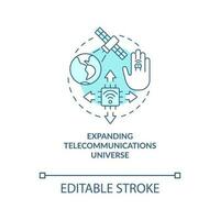 Expand telecommunication universe turquoise concept icon. IoT technology. Innovation abstract idea thin line illustration. Isolated outline drawing. Editable stroke vector