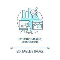 Effective market strategizing turquoise concept icon. Development business strategy abstract idea thin line illustration. Isolated outline drawing. Editable stroke vector