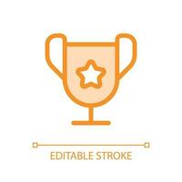 Trophy cup pixel perfect glassmorphism ui icon. Outstanding student award. Color filled line element with transparency. Vector pictogram in glass morphism style. Editable stroke