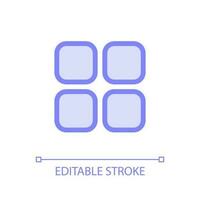 Mobile app menu pixel perfect glassmorphism ui icon. Four squares. Color filled line element with transparency. Vector pictogram in glass morphism style. Editable stroke