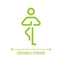 Tree pose pixel perfect glassmorphism ui icon. Yoga. Healthy lifestyle. Color filled line element with transparency. Vector pictogram in glass morphism style. Editable stroke
