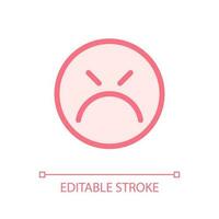 Mad emoticon pixel perfect glassmorphism ui icon. Negative feedback. Color filled line element with transparency. Vector pictogram in glass morphism style. Editable stroke