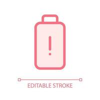 Low battery level pixel perfect glassmorphism ui icon. Wellbeing issue. Color filled line element with transparency. Vector pictogram in glass morphism style. Editable stroke