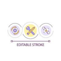 Fixing problem loop concept icon. Detection error. Repairing troubles. Optimization process. Adjustment abstract idea thin line illustration. Isolated outline drawing. Editable stroke vector