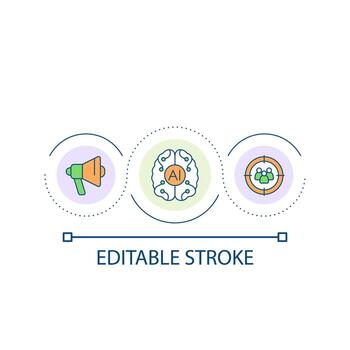 AI marketing loop concept icon. Personalized advertising. Internet of things. Machine learning abstract idea thin line illustration. Isolated outline drawing. Editable stroke vector