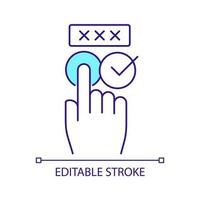 Set up password RGB color icon. Change login data. Access security. Personal identification. Isolated vector illustration. Simple filled line drawing. Editable stroke