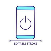 Turning off smartphone RGB color icon. Mobile phone shutdown. Switching off. Force restart. Isolated vector illustration. Simple filled line drawing. Editable stroke