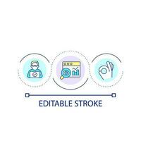 Analysis manager loop concept icon. Research process. Workflow optimization. Statistic data abstract idea thin line illustration. Isolated outline drawing. Editable stroke vector