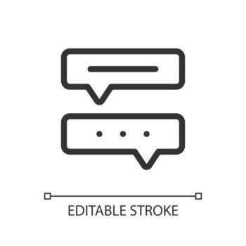 Communication with chat bot pixel perfect linear ui icon. Automated communication. GUI, UX design. Outline isolated user interface element for app and web. Editable stroke vector