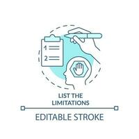 List limitations turquoise concept icon. Overcoming hidden block tip abstract idea thin line illustration. Isolated outline drawing. Editable stroke vector