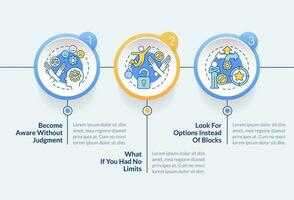 Removing barriers from high level mindset circle infographic template. Data visualization with 3 steps. Editable timeline info chart. Workflow layout with line icons vector