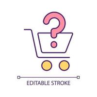 Online shopping problem RGB color icon. Basket error. Customer experience. Ecommerce company. Internet store. Isolated vector illustration. Simple filled line drawing. Editable stroke