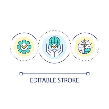 Sustainable development loop concept icon. Inclusive growth. Environment saving technology abstract idea thin line illustration. Isolated outline drawing. Editable stroke vector