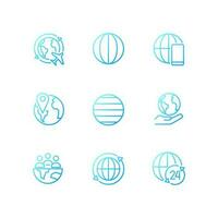 Globalization pixel perfect gradient linear vector icons set. World networks. International relationships. Thin line contour symbol designs bundle. Isolated outline illustrations collection