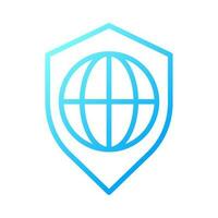 Global security pixel perfect gradient linear vector icon. International safety service. World protection. Thin line color symbol. Modern style pictogram. Vector isolated outline drawing