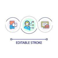 Customer service representative loop concept icon. Remote client support specialist abstract idea thin line illustration. Virtual assistant. Isolated outline drawing. Editable stroke vector