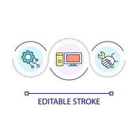 Computer maintenance loop concept icon. Hard drive updates abstract idea thin line illustration. Fixing operating system. Equipment repair. Isolated outline drawing. Editable stroke vector