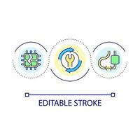 Circuit board repair service loop concept icon. Motherboard maintenance abstract idea thin line illustration. Upgrade computer hardware. Isolated outline drawing. Editable stroke vector