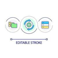 File management software loop concept icon. Organizing digital assets abstract idea thin line illustration. Computer files and folders. Isolated outline drawing. Editable stroke vector