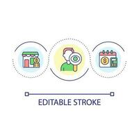 Tracking small business finances loop concept icon. Managing monthly expenses abstract idea thin line illustration. Accounting system. Isolated outline drawing. Editable stroke vector