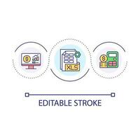 Spreadsheet program for finance, budget loop concept icon. Managing business and personal money abstract idea thin line illustration. Isolated outline drawing. Editable stroke vector