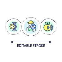 Agricultural biotechnology loop concept icon. Smart farming abstract idea thin line illustration. Improving vegetables. Agribusiness. Isolated outline drawing. Editable stroke vector